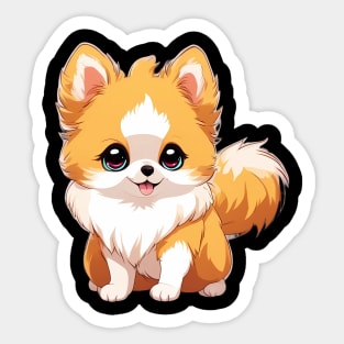 Pawsitively Adorable Anime Pomeranian Dog Sticker